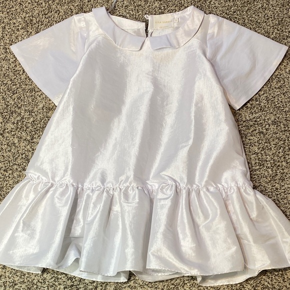 Kika Vargas White Ruffled Short Sleeve Babydoll Dress - Picture 9 of 11